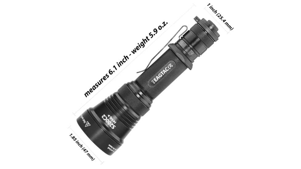EAGTAC S200C2 Flashlight, XM-L2 U4 CW LED, 1278lm, Black, S200C2-XML2-BASE-CW