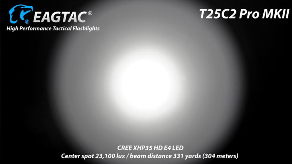EAGTAC T25C2 MKII Pro Flashlight, XHP35 HD NW LED, 1860lm, Black, T25C2-MKII-XHP35-HD-PRO-NW