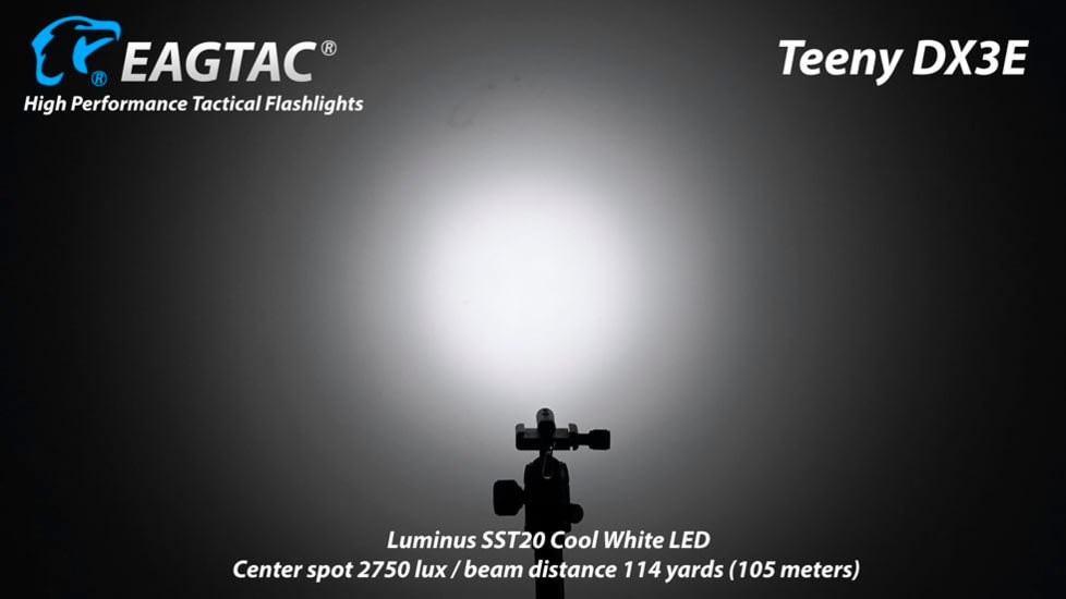 EAGTAC Teeny DX3E Flashlight, SST20 NW LED, 930lm, Black, Teeny DX3E-SST20-NCW