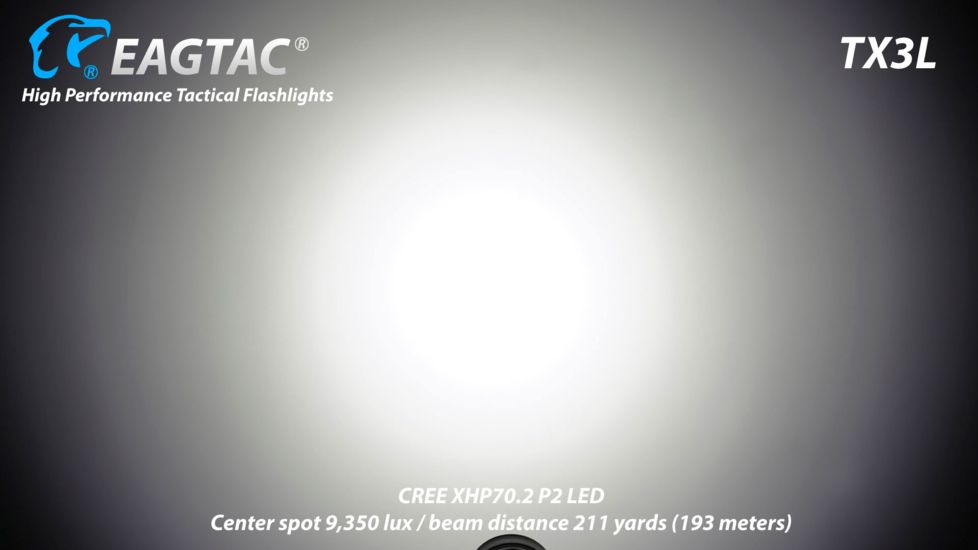 EAGTAC TX3L BASE XJP35 HI CW, 2100 Lumen, USB Rechargeable, 18650 Led Flashlight, Black, Medium 4237