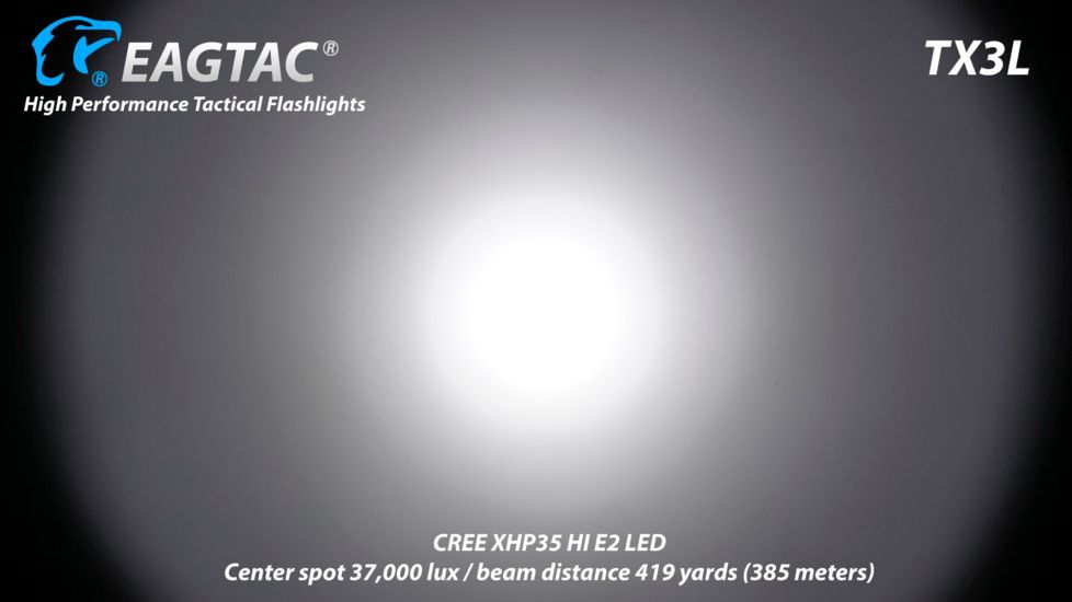 EAGTAC TX3L BASE XJP35 HI CW, 2100 Lumen, USB Rechargeable, 18650 Led Flashlight, Black, Medium 4237