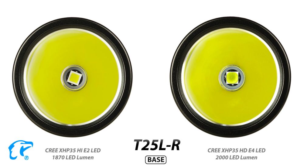 Eagtac USB Rechargeable T25LR XHP35 HD 2000 Lumen Tactical Flashlight Base, Black, Medium, 2916