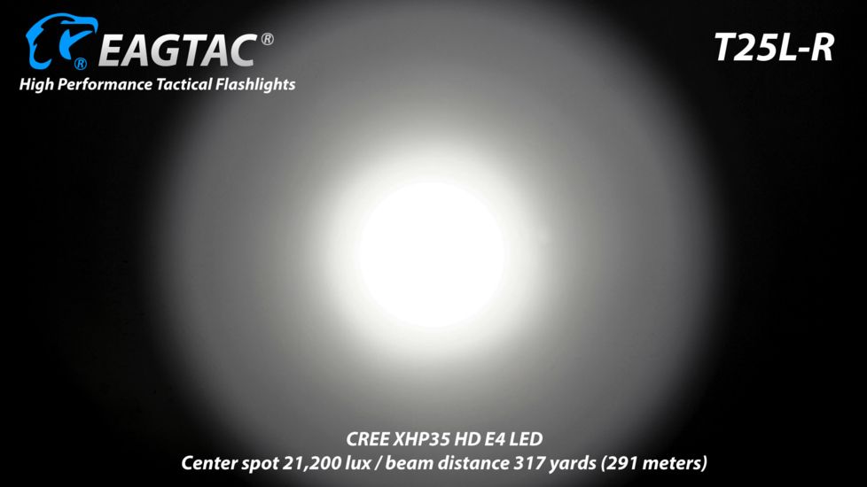 Eagtac USB Rechargeable T25LR XHP35 HD 2000 Lumen Tactical Flashlight KIT, Black, Medium, 2917