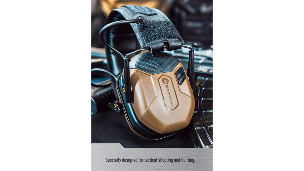 Earmor Sport Shooting ElectronicEar Muffs w/ Foam Earpads, 22dB, Coyote Brown, M300A-CB