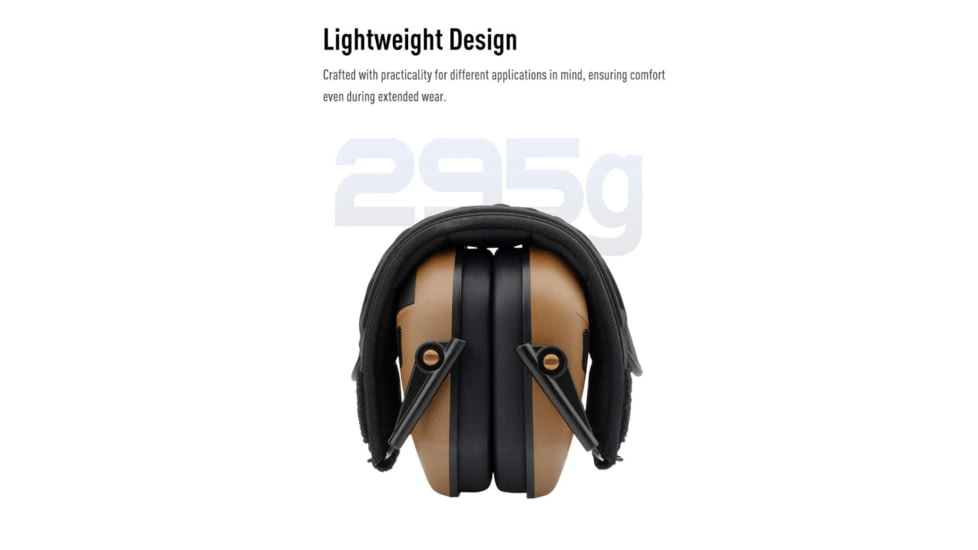 Earmor Sport Shooting ElectronicEar Muffs w/ Foam Earpads, 22dB, Coyote Brown, M300A-CB