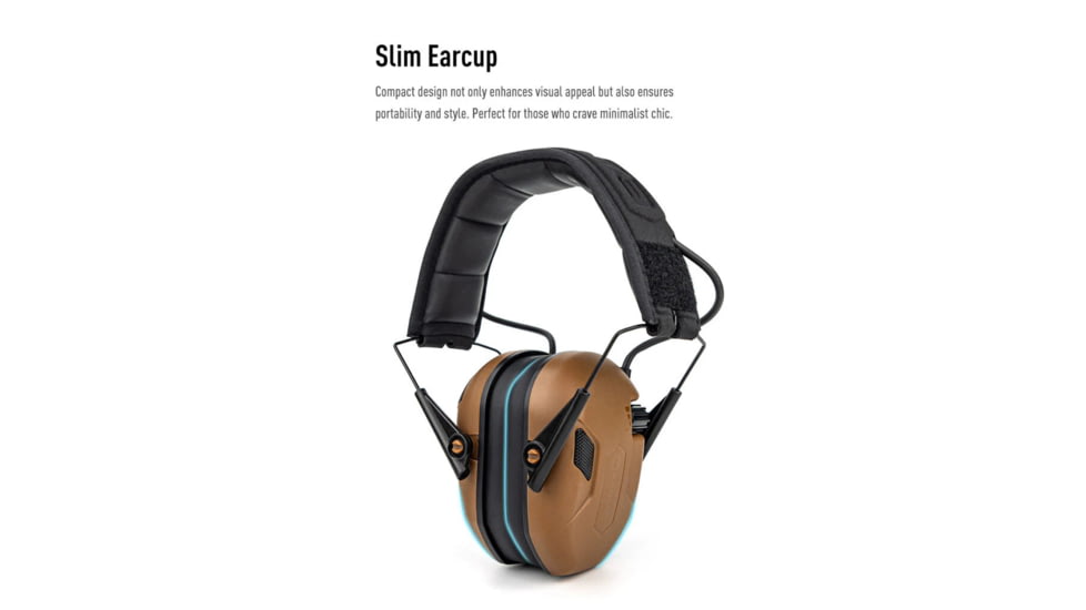 Earmor Sport Shooting ElectronicEar Muffs w/ Foam Earpads, 22dB, Coyote Brown, M300A-CB