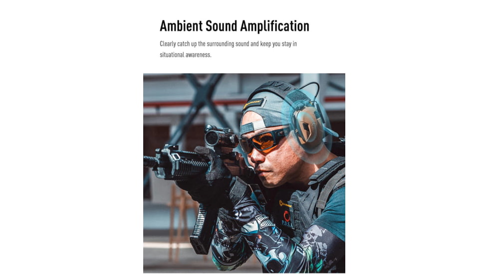 Earmor Sport Shooting ElectronicEar Muffs w/ Foam Earpads, 22dB, Coyote Brown, M300A-CB