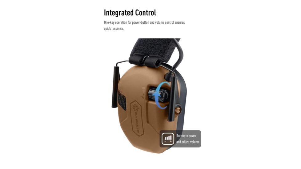 Earmor Sport Shooting ElectronicEar Muffs w/ Foam Earpads, 22dB, Coyote Brown, M300A-CB