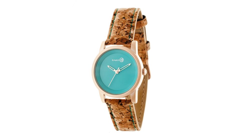 Canopies Wood Watch,33mm,Turquois Dial,Khaki/Tan Leather Band