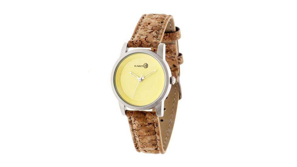 Canopies Wood Watch,33mm,Yellow Dial,Khaki/Tan Leather Band