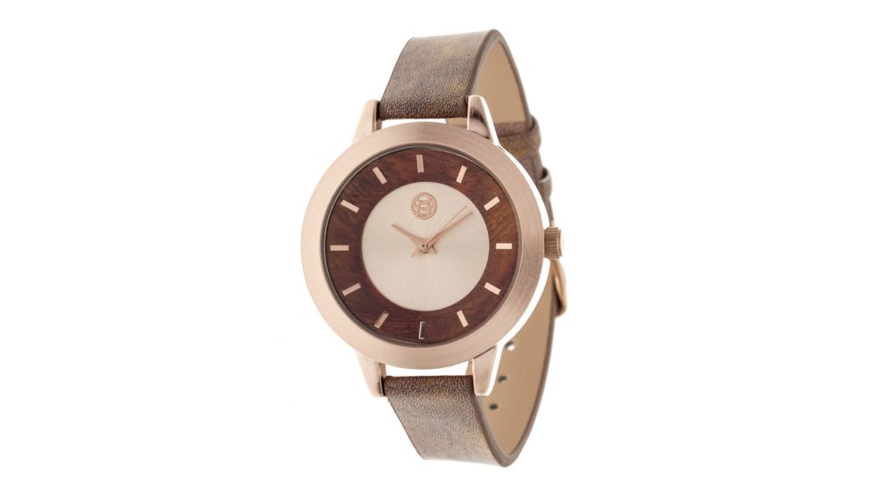 Ladies Autumn Watch,40mm,Brushed Metal Rose Gold Bezel,Brown Band