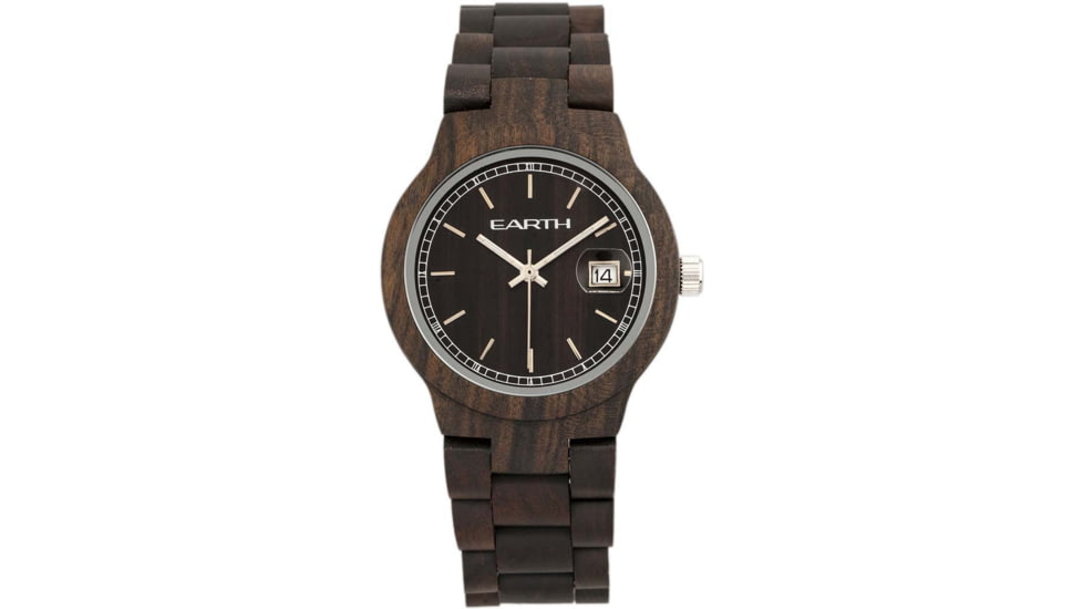Earth Wood Biscayne Bracelet Watch w/Date, Dark Brown, One Size, ETHEW4202