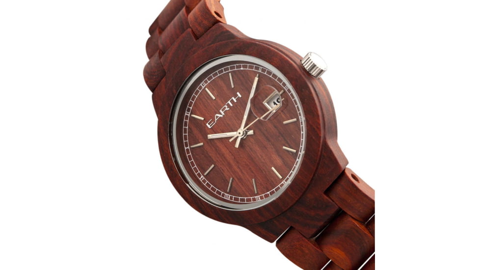 Earth Wood Biscayne Bracelet Watch w/Date, Red, One Size, ETHEW4203