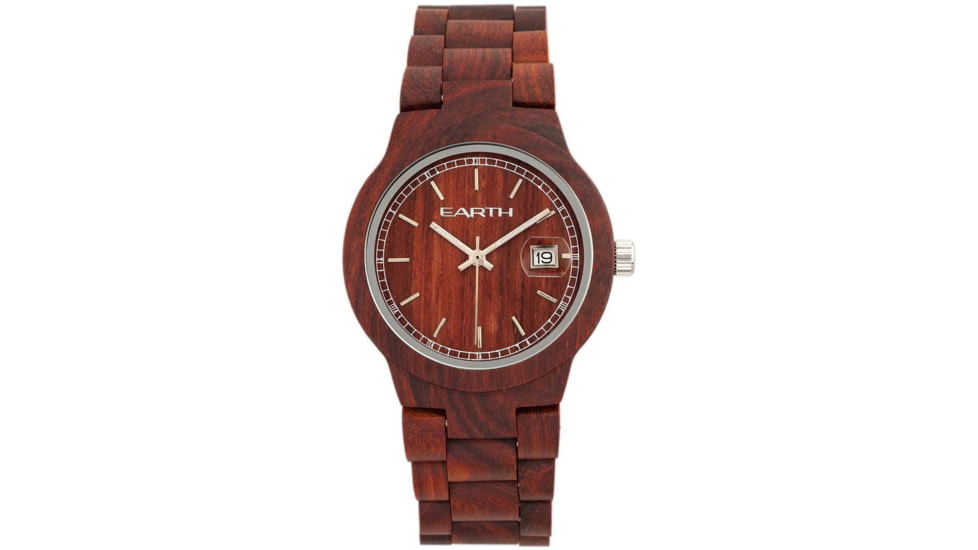 Earth Wood Biscayne Bracelet Watch w/Date, Red, One Size, ETHEW4203