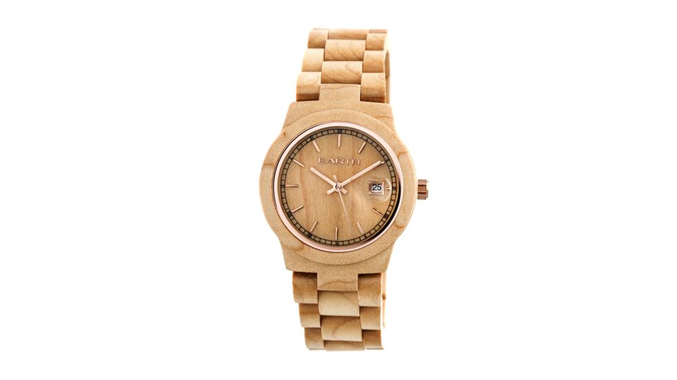 Earth Wood Biscayne Bracelet Watches w/Date, Khaki/Tan, One Size, ETHEW4201