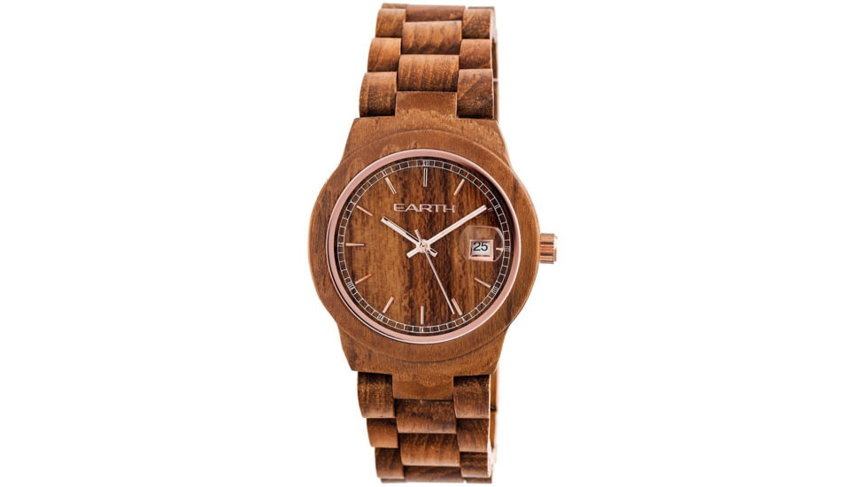 Earth Wood Biscayne Wood Bracelet Watch w/Date, Light Brown, Standard, ETHEW4205