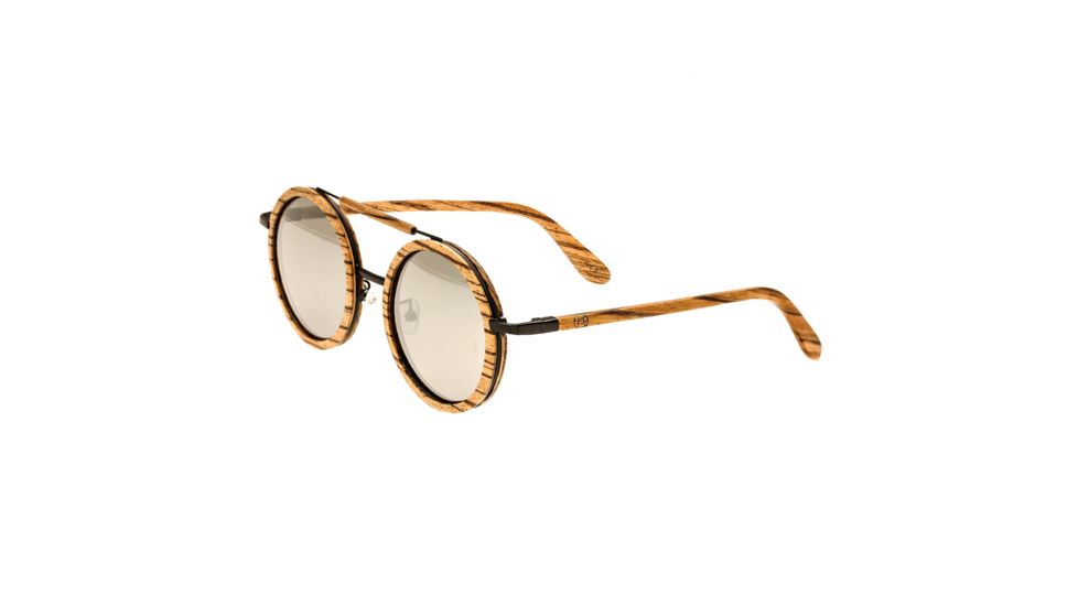 Earth Wood Bondi  w/Polarized Lenses, brown stripe  silver ESG003Z