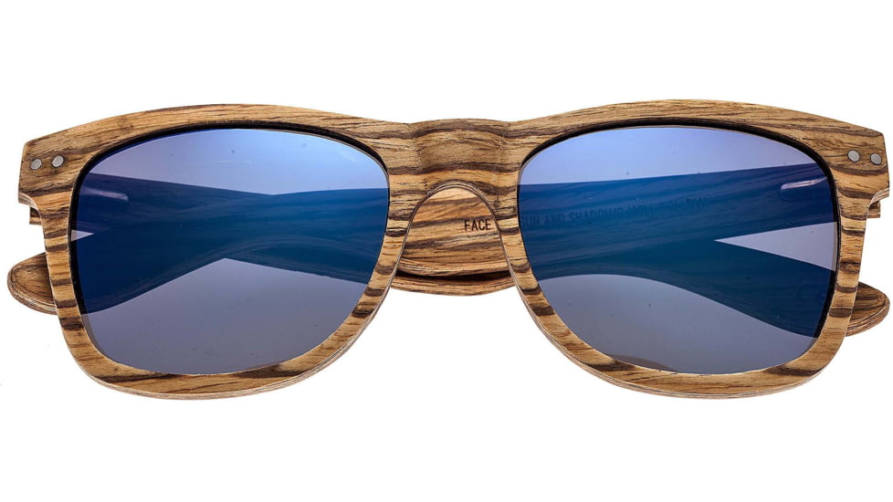 Earth Wood Cape Cod Sunglasses, Zebrawood Frame, Blue Lens, Polarized, One Size, ESG060Z