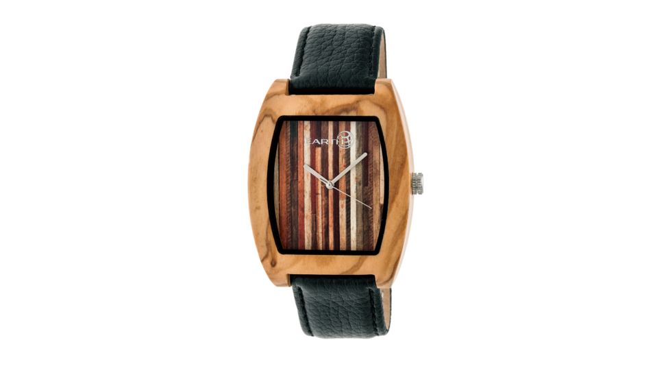 Earth Wood Cedar Leather-Band Watch, Multicolor/Black ETHEW4601