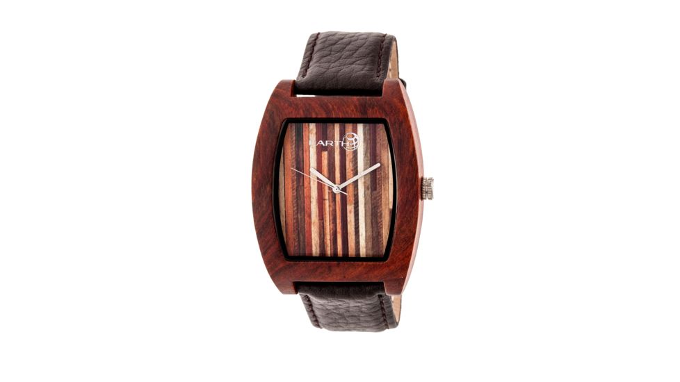 Earth Wood Cedar Leather-Band Watch, Red/Black ETHEW4603