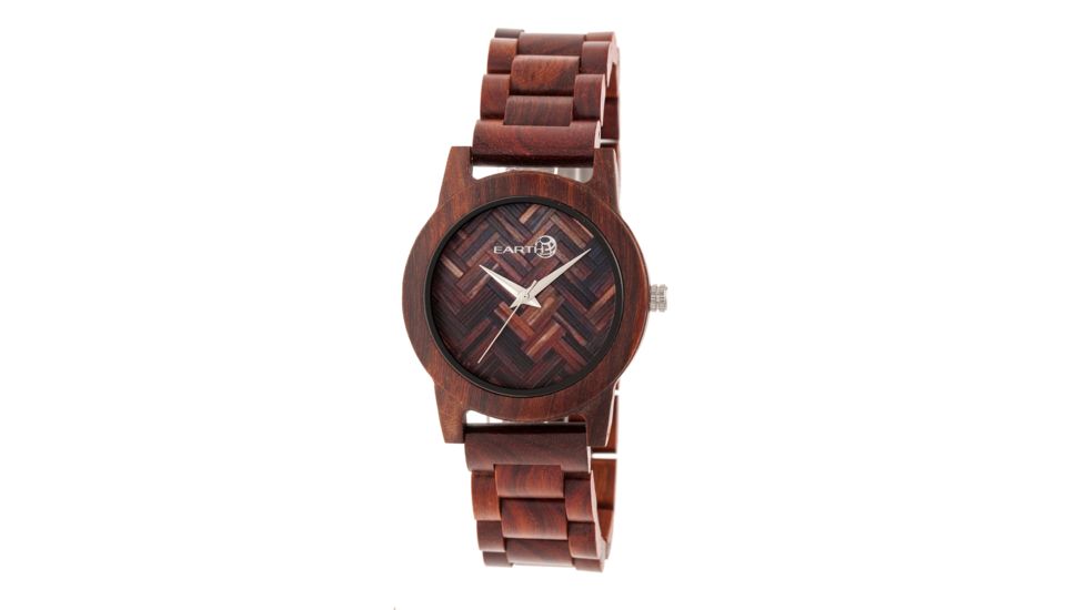 Earth Wood Crown Bracelet Watch, Multicolor/Red ETHEW4503