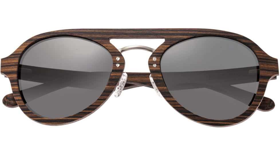 Earth Wood Cruz Sunglasses, Brown Stripe Frame, Black Polarized Lenses, ESG023BK
