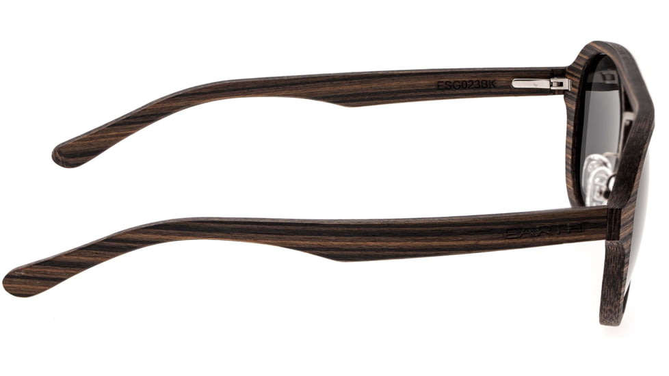 Earth Wood Cruz Sunglasses, Brown Stripe Frame, Black Polarized Lenses, ESG023BK