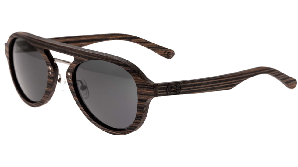 Earth Wood Cruz Sunglasses, Brown Stripe Frame, Black Polarized Lenses, ESG023BK