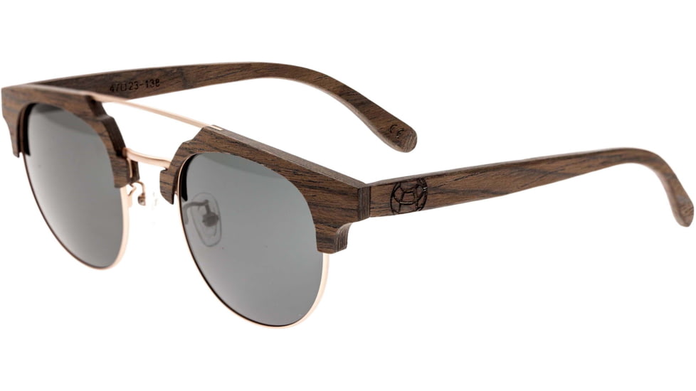 Earth Wood Kai Polarized Sunglass, Walnut Zebrawood/Black, One Size, ESG024BK