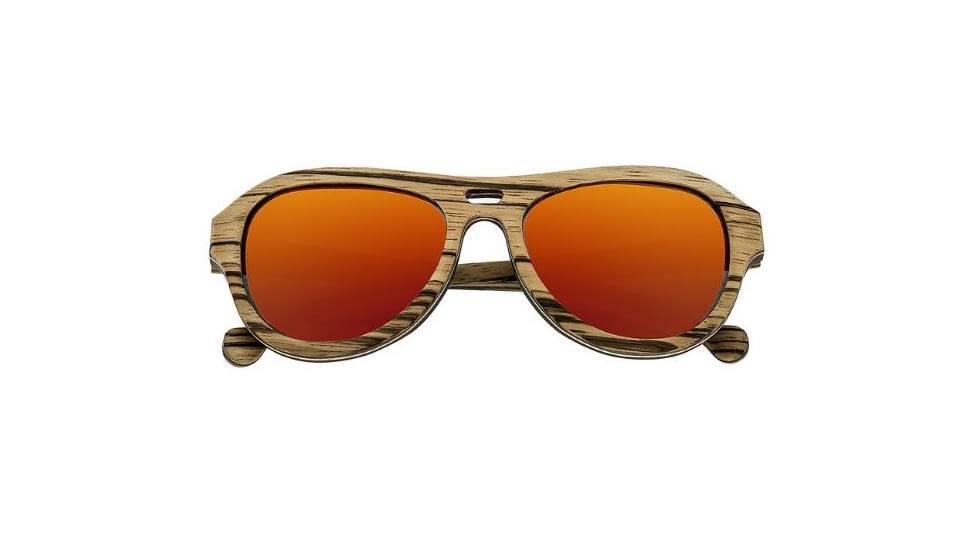 Earth Clearwater Sunglasses. Zebra Walnut Wood Frame, Orange Lens, ESG046ZW