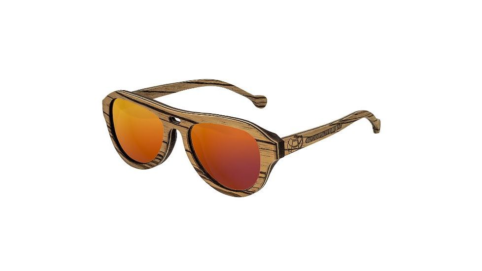Earth Clearwater Sunglasses. Zebra Walnut Wood Frame, Orange Lens, ESG046ZW