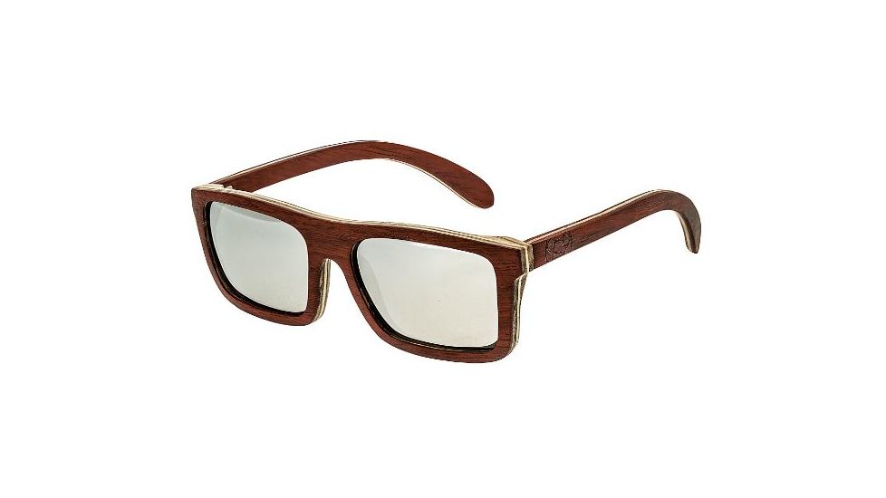 Earth Lanikai Sunglasses, Rosewood Bamboo Wood Frame, Silver Lens, ESG014RM
