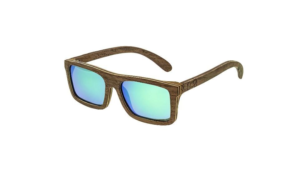 Earth Lanikai Sunglasses, Walnut Zebrawood Wood Frame, Green Lens, ESG014WR