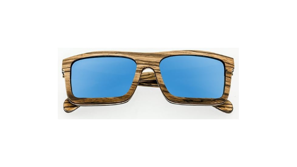 Earth Lanikai Sunglasses, Zebra Rosewood Wood Frame, Blue-Mirror Lens, ESG014ZB