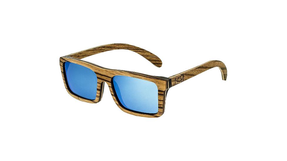 Earth Lanikai Sunglasses, Zebra Rosewood Wood Frame, Blue-Mirror Lens, ESG014ZB
