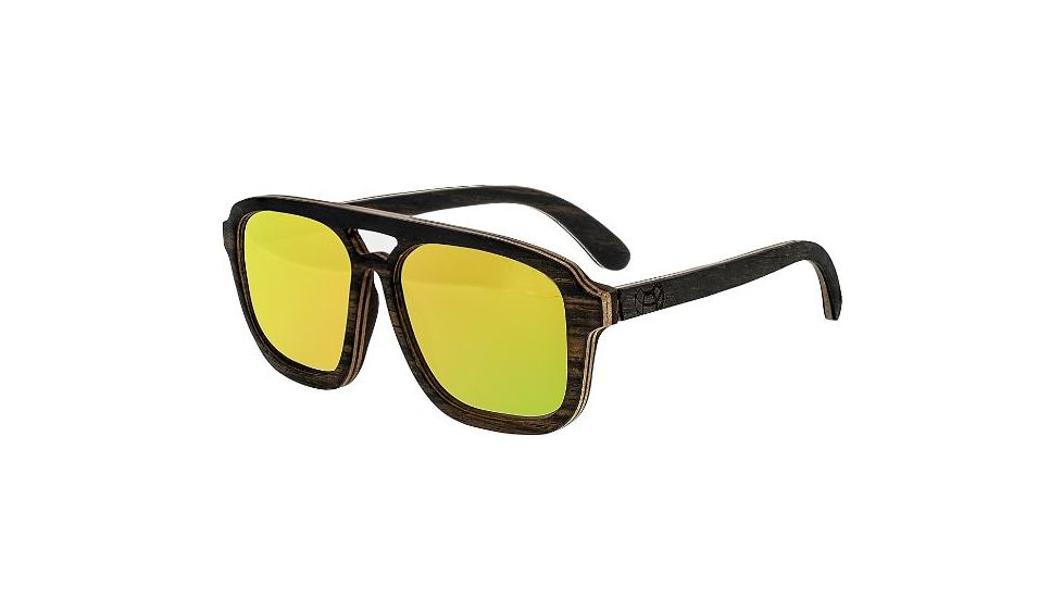 Earth Playa Sunglasses, Ebony Maple Wood Frame, Yellow Lens, ESG062EM