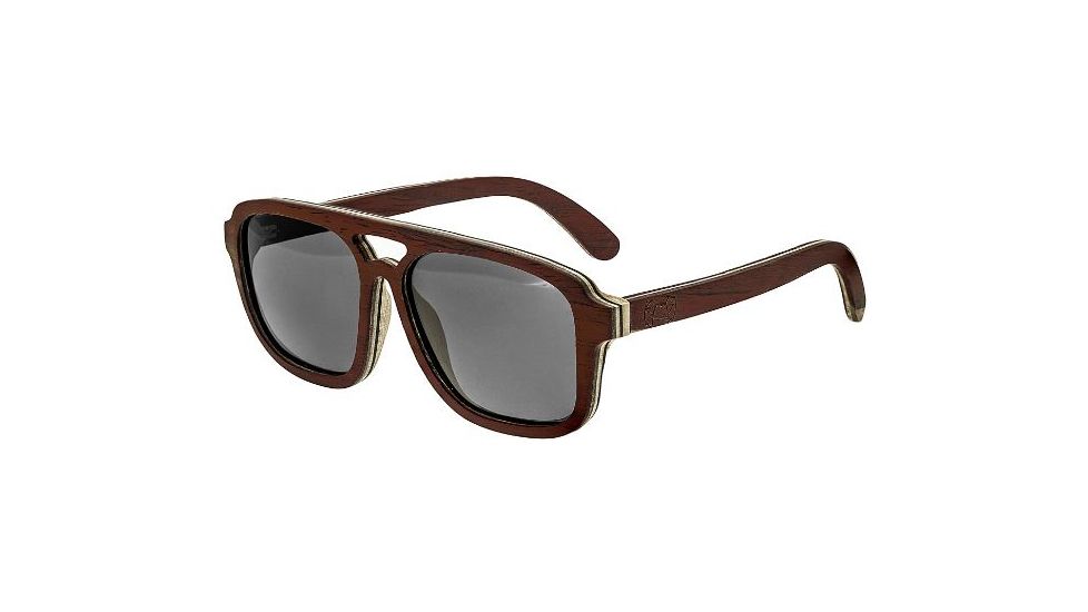 Earth Playa Sunglasses, Rosewood Bamboo Wood Frame, Black Lens, ESG062RB