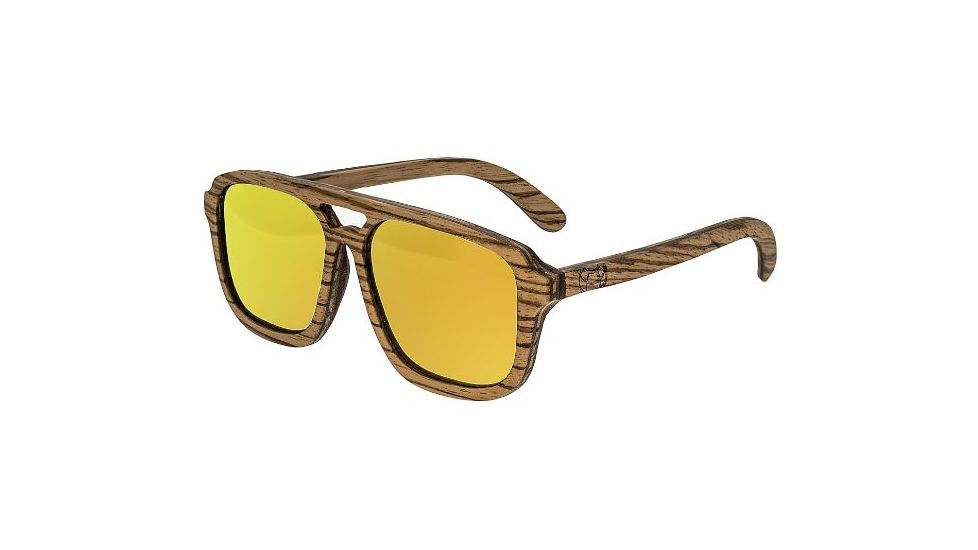 Earth Playa Sunglasses, Walnut Zebrawood Wood Frame, Yellow Lens, ESG062ZW