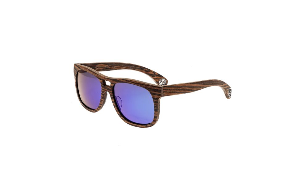 Earth Wood Las Islas Sunglasses, Ebony Frame, Blue/Green Lenses, ESG055E