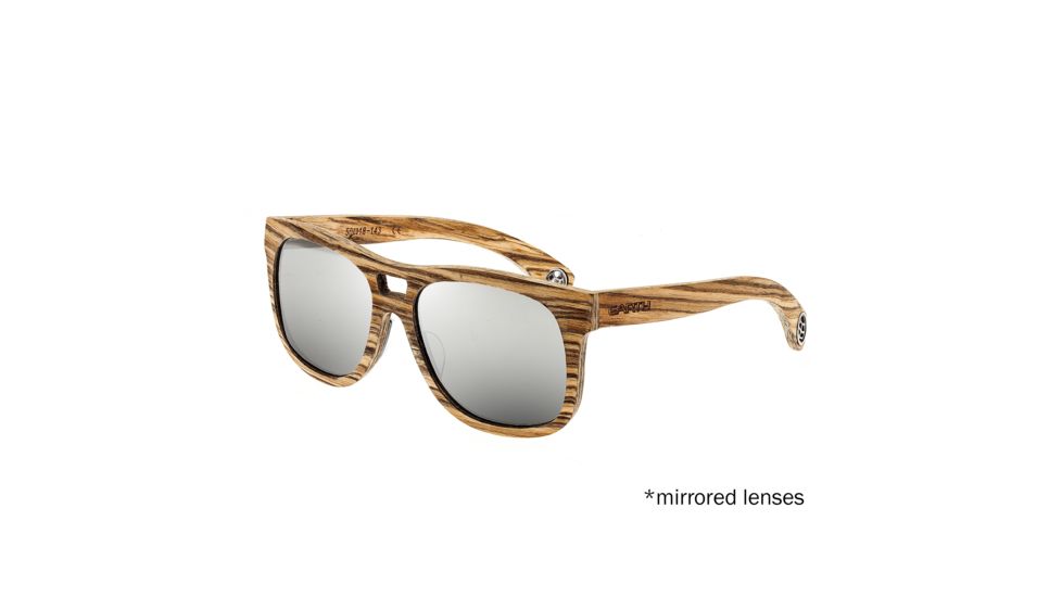 Earth Wood Las Islas Sunglasses, Zebrawood Frame, Black Mirrored Lenses, ESG055Z