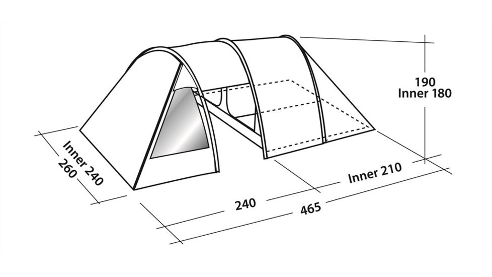 Easy Camp 4-Person Galaxy 400 Tunnel Tent, 2 Rooms, Light/Dark Blue, 5709388076533