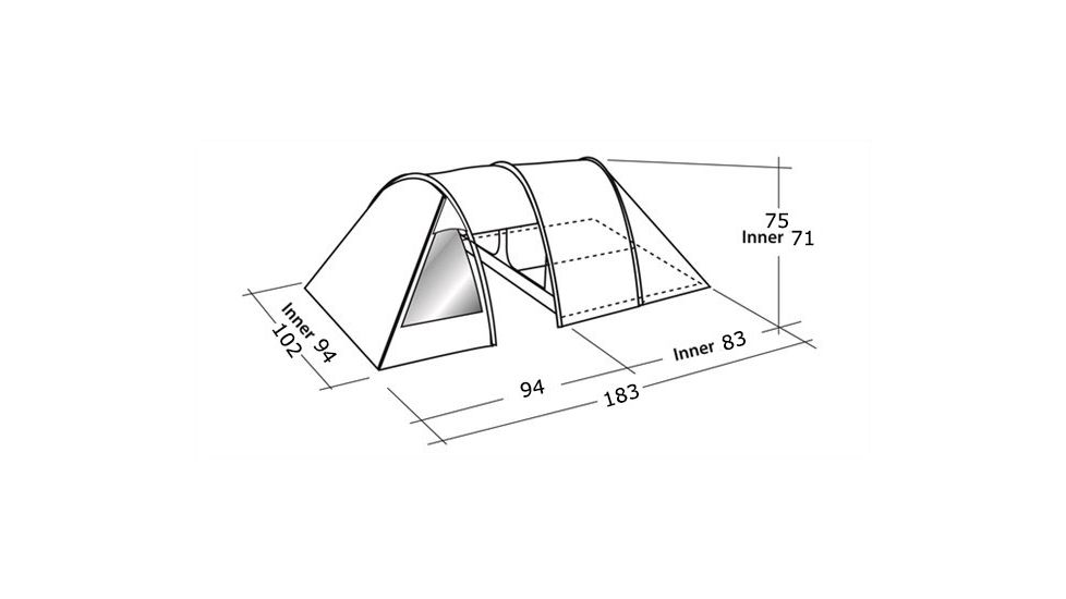 Easy Camp 4-Person Galaxy 400 Tunnel Tent, 2 Rooms, Light/Dark Blue, 5709388076533
