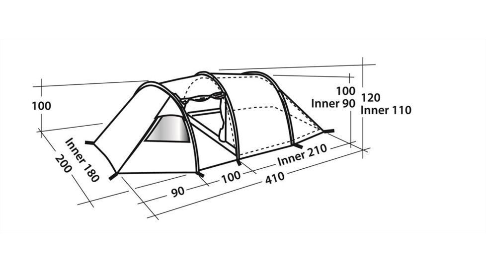 Easy Camp 3-Person Spirit 300 Tunnel Tent, Light/Dark Blue, 5709388080318