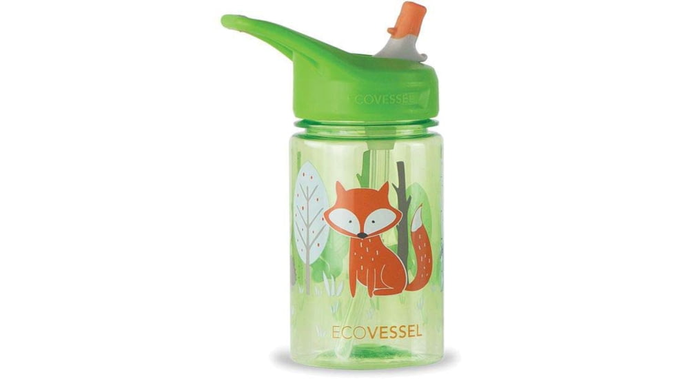 Eco Vessel Splash Single Wall Tritan Plastic Bottle w/Straw Top, Fox, 12oz, SPLS12FO
