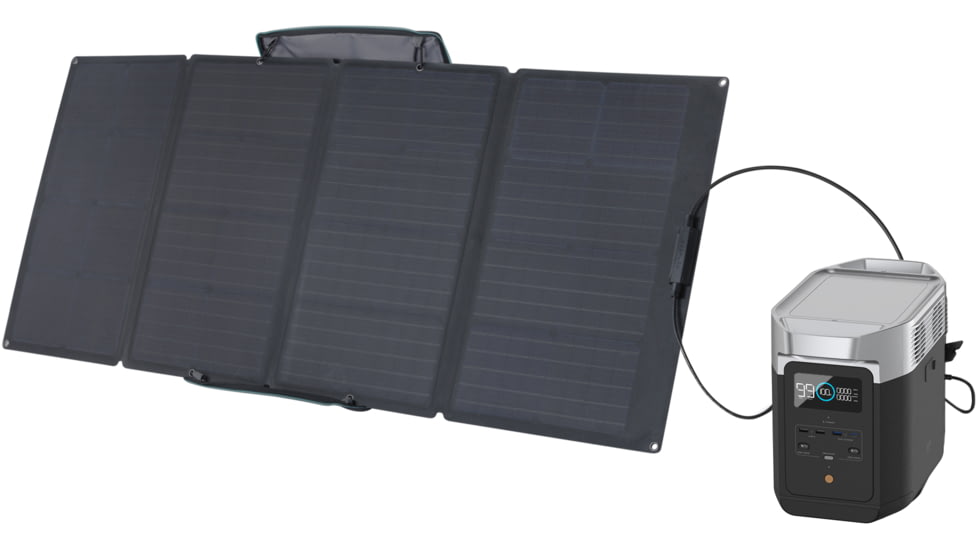 EcoFlow DELTA 2 w/ 1 Portable Solar Panel, 160W, Black, DELTA2-160W