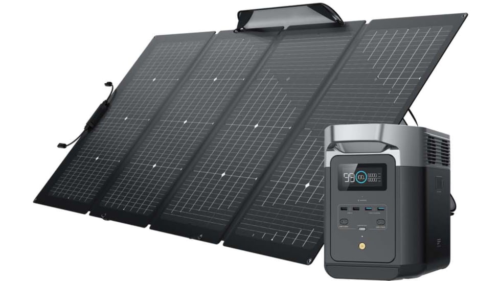 EcoFlow DELTA 2 w/ 1 Portable Solar Panel, 220W, Black, DELTA2-220W
