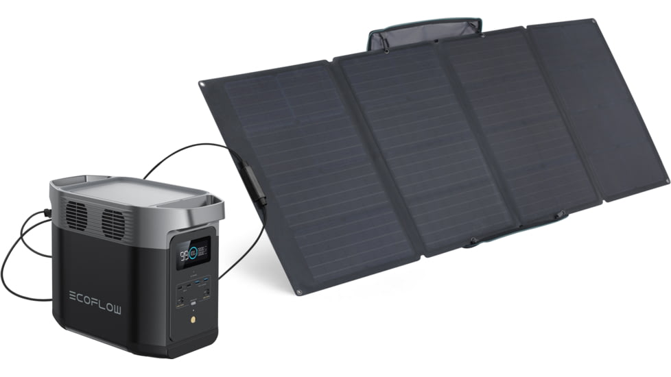 EcoFlow DELTA 2 w/ 1 Portable Solar Panel, 400W, Black, DELTA2-400W