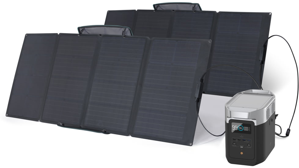 EcoFlow DELTA 2 w/ 2 Portable Solar Panel, 160W, Black, DELTA2-160W2