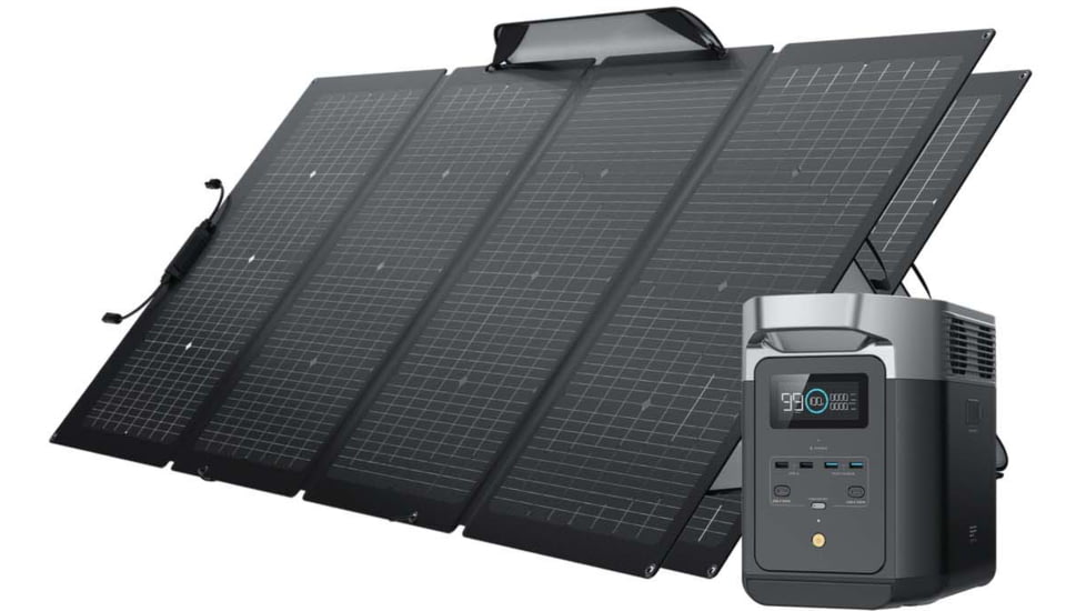 EcoFlow DELTA 2 w/ 2 Portable Solar Panel, 220W, Black, DELTA2-220W2
