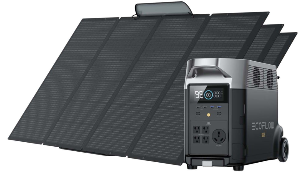 EcoFlow DELTA Pro w/ 3 Solar Panel, 400W, Black, DELTAPro-400W3-US